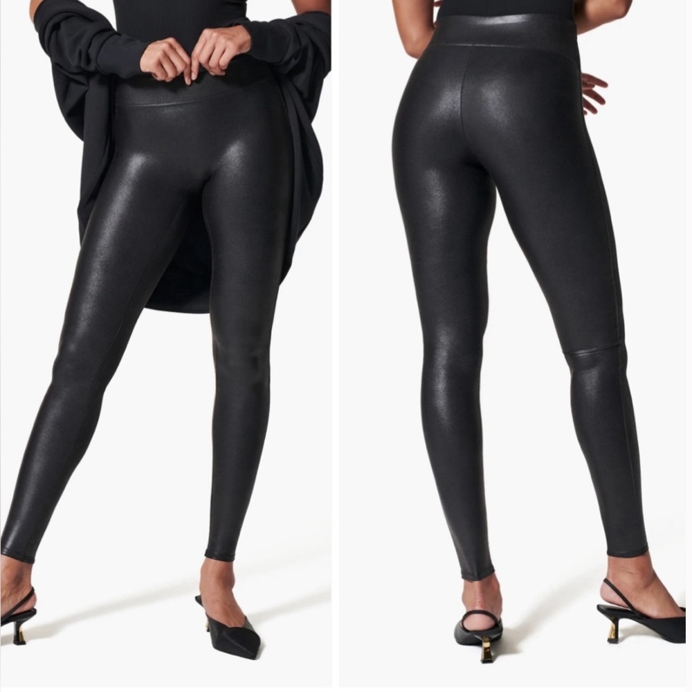 New! Spanx Crackle Faux Leather Leggings SZ S